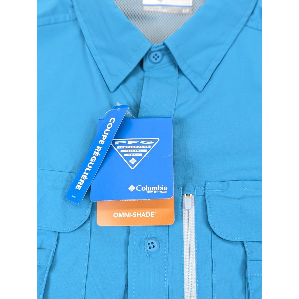 Columbia Fishing Shirt Mens Small Bahama Elite Upf 50 Aqua Blue Green PFG Omni - Picture 7 of 12